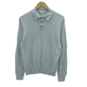 ニットポロシャツ 長袖 ポロカラー シルク 4 XL グレー /HO25 GY61