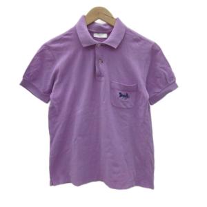 ポロシャツ 半袖 馬車柄 刺繍 M パープル 紫 鹿の子 /YS26 GY61