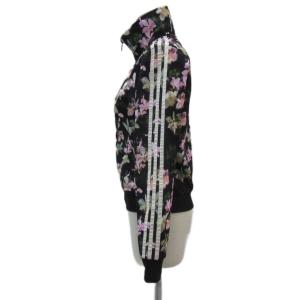 adidas Originals トラックジャケット M 黒 ブラック 花柄 ジップアップ バックロゴプリント スタンドカラー ミドル丈