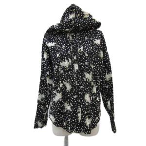 シャツ ブラウス フード付き M 黒 ブラック 花柄 /YS28 GY61