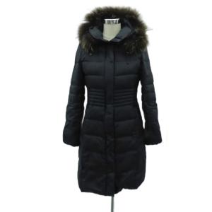 ダウンコート ロング丈 40 L 黒 ブラック ファー フード付き /HO5 GY61