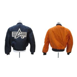 ALPHA INDUSTRIES INDUSTRIES MA-1 フライトジャケット リバーシブル L ネイビー 紺 オレンジ ジップアップ