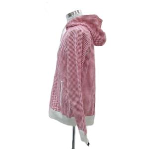 ジャケット パーカー L 赤 レッド ギンガムチェック柄 裏起毛 ジップ 