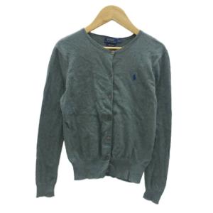 ニットカーディガン ミドル丈 XS チャコールグレー ロゴ刺繍 /HO24 GY61