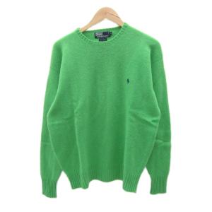 セーター ニット 長袖 クルーネック LL 黄緑 ライトグリーン 刺繍 /SY3 GY61
