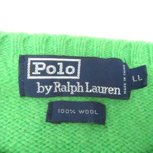 Polo by Ralph Lauren セーター ニット 長袖 クルーネック LL 黄緑 ライトグリーン 刺繍 /SY3 GY61