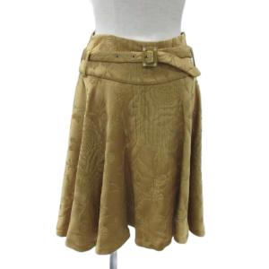 CLASS フレアスカート 8 L マスタードイエロー 花柄 ベルト付き /YS13 GY61