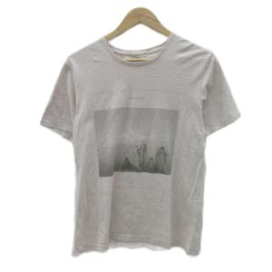 Tシャツ カットソー 半袖 ライトベージュ グラフィックプリント ラウンドネック /YS16 GY61