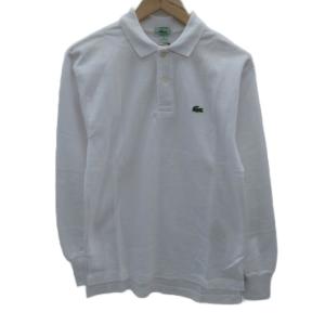 ポロシャツ 長袖 ポロカラー M 白 ホワイト ロゴ刺繍 /SM6 GY61