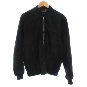 スエード ボンバージャケット 羊皮 レザー 裏チェック XL 黒 ブラック G14-506 /UO GY61