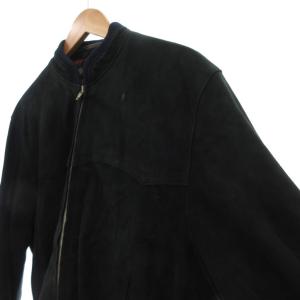 McGREGOR スエード ボンバージャケット 羊皮 レザー 裏チェック XL 黒 ブラック G14-506 /UO GY61