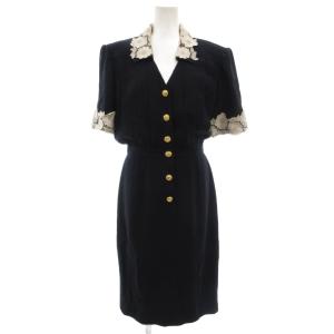 Miss V ワンピース レース衿 40 紺 ネイビー /UO GY61