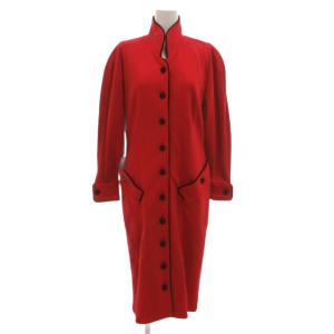 スタンドカラーコート スプリング ウール ロング 40 赤 レッド /JS GY61