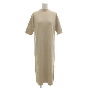 ニットワンピース F 半袖 フェイクパールボタン ハイネック ピンク /NU GY58