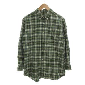ボタンダウンシャツ BD L 緑 グリーン チェック柄 長袖 コットン /NU GY58