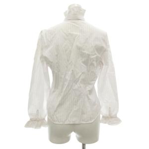 NARA CAMICIE シャツ ブラウス 1 白 ホワイト 長袖 ストライプ フリルネック 01-01-0203 /GV GY58