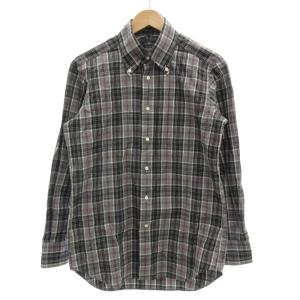 ボタンダウンシャツ 長袖 チェック 40 グレー ピンク /GV GY58
