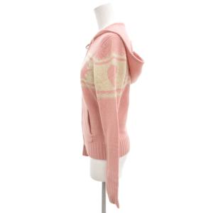 JUICY COUTURE ニットパーカー ウール S ピンク 長袖 フード付き アニマル柄 ハート柄  /SJ GY58