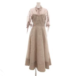 美品 シャツワンピース ロング丈 1 グレー 半袖 ビスチェデザイン /NL GY58