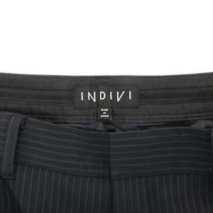 INDIVI パンツ スラックス 40 紺 ネイビー 白 ホワイト ストライプ柄 127-62009 /GV GY58