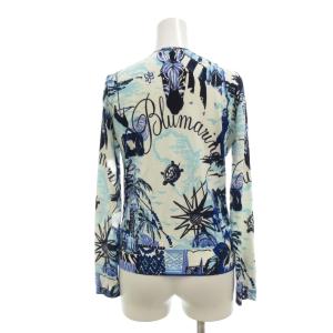 Blumarine カーディガン I40 ブルー系 ホワイト 総柄 ビーズ装飾 Vネック 長袖 /UO GY58