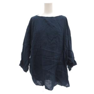 リネン ブラウス 4 紺 ネイビー ボートネック 504 3065 /UO GY58