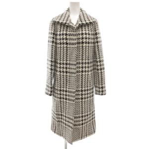 美品 コート アンゴラ 千鳥格子柄 2 白 ホワイト 黒 ブラック /UO GY58