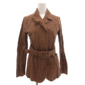 コットンジャケット ボタンレス ベルト付 40 茶 ブラウン /GV GY61