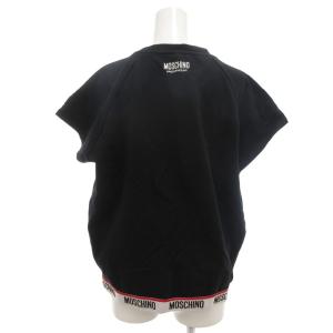 MOSCHINO 美品 カットソー Tシャツ 切替 XL 黒 ブラック 半袖 ラウンドネック ロゴ入り裾 /KR GY61