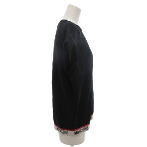 MOSCHINO 美品 カットソー Tシャツ 切替 XL 黒 ブラック 半袖 ラウンドネック ロゴ入り裾 /KR GY61