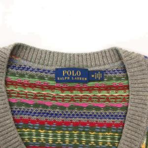 POLO RALPH LAUREN ニットベスト 絹 シルク M マルチカラー Vネック 幾何学模様 /YJ GY61