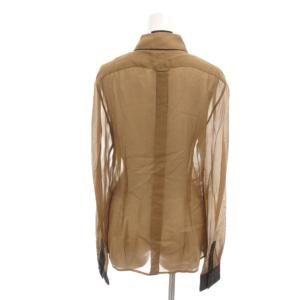 DOLCE&GABBANA シルクブラウス 40 ブラウン 長袖 フリル プリーツ  /HW GY61