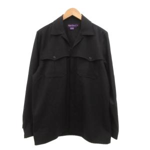 シャツジャケット ツイル 長袖 ウール L 黒 ブラック /JS GY61