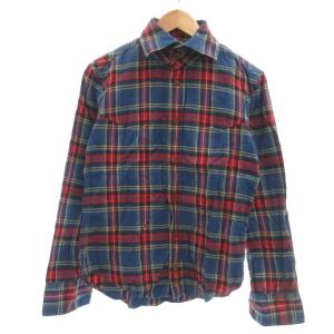 フランネル シャツ チェック柄 46 青 ブルー 赤 レッド /UO GY61