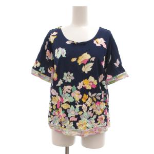 Tシャツ カットソー 44 紺 ネイビー 花柄 フラワープリント 0578006 /UO GY61