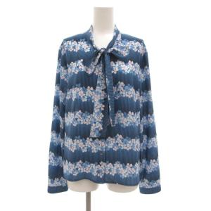 LAURA ASHLEY タグ付き セットアップ ボウタイ ブラウス 長袖 スカート 花柄 13 ブルー系 /UO GY61