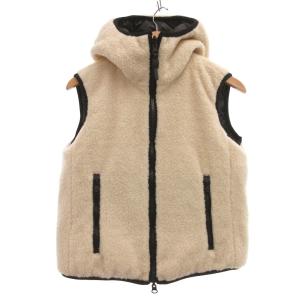 リバーシブルダウンベスト ボア フード 42 白 ホワイト 黒 ブラック /JS GY61