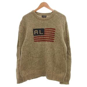 ニット セーター 星条旗 ロゴ M アイボリー /JS GY61