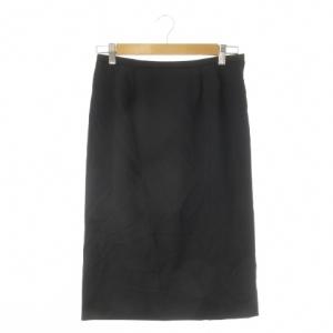 スカート ウール 13 黒 ブラック 無地 ストレート ミディ丈 /CK49 GY58