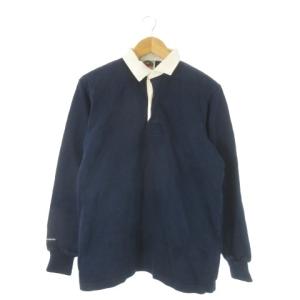 RUGBY WEAR ラガーシャツ XL 紺 ネイビー 無地 レギュラーカラー 長袖 /AO12 GY58