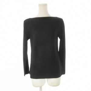 カットソー ウール 黒 ブラック 無地 ボートネック 長袖 /CK26 GY58