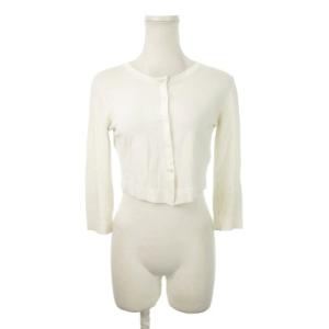 カーディガン 38 白 ホワイト 無地 ラウンドネック 七分袖 ショート丈 /MN23 GY58