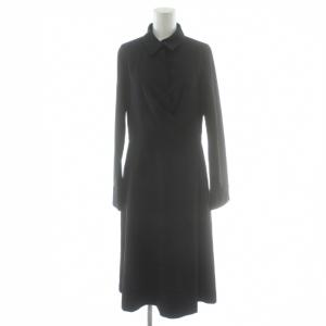 ワンピース 38 黒 ブラック シャツカラー ラップデザイン 長袖 /PP GY58