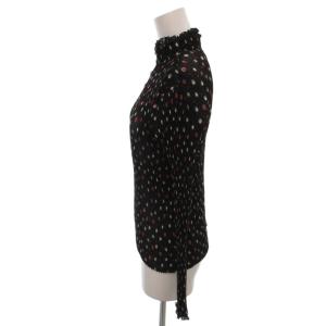 HANAE MORI 美品 ブラウス L 黒 ブラック ドット柄 フリルネック 長袖 25-31689-40 /HW GY58