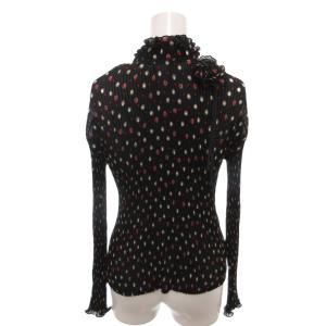 HANAE MORI 美品 ブラウス L 黒 ブラック ドット柄 フリルネック 長袖 25-31689-40 /HW GY58
