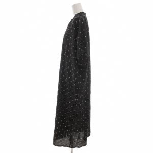 JOURNAL STANDARD L'ESSAGE シャツワンピース 黒 ブラック ドット柄 スタンドカラー ロング丈 七分袖 水玉模様  22-040-370-0701-2-0