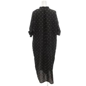 JOURNAL STANDARD L'ESSAGE シャツワンピース 黒 ブラック ドット柄 スタンドカラー ロング丈 七分袖 水玉模様  22-040-370-0701-2-0