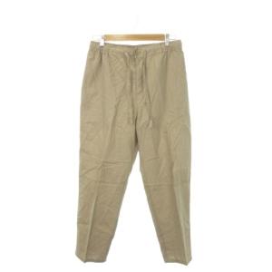 ITEMS パンツ 麻 リネン ワイドテーパード L ベージュ ドローストリングウエスト 無地 /AH13