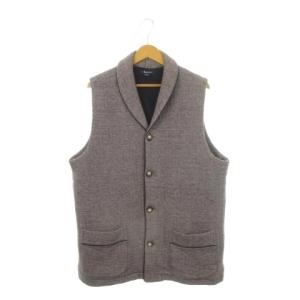 中綿ベスト ショールカラー ヘリンボーン柄 L 紫 パープル /AH12 GY60
