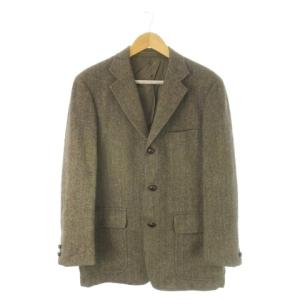 テーラードジャケット A6 茶 ブラウン カーキ ヘリンボーン柄 ツイード ノッチドラペル 長袖 /CK3